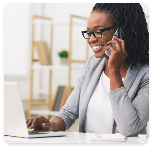 Woman Using APN Mobile Device