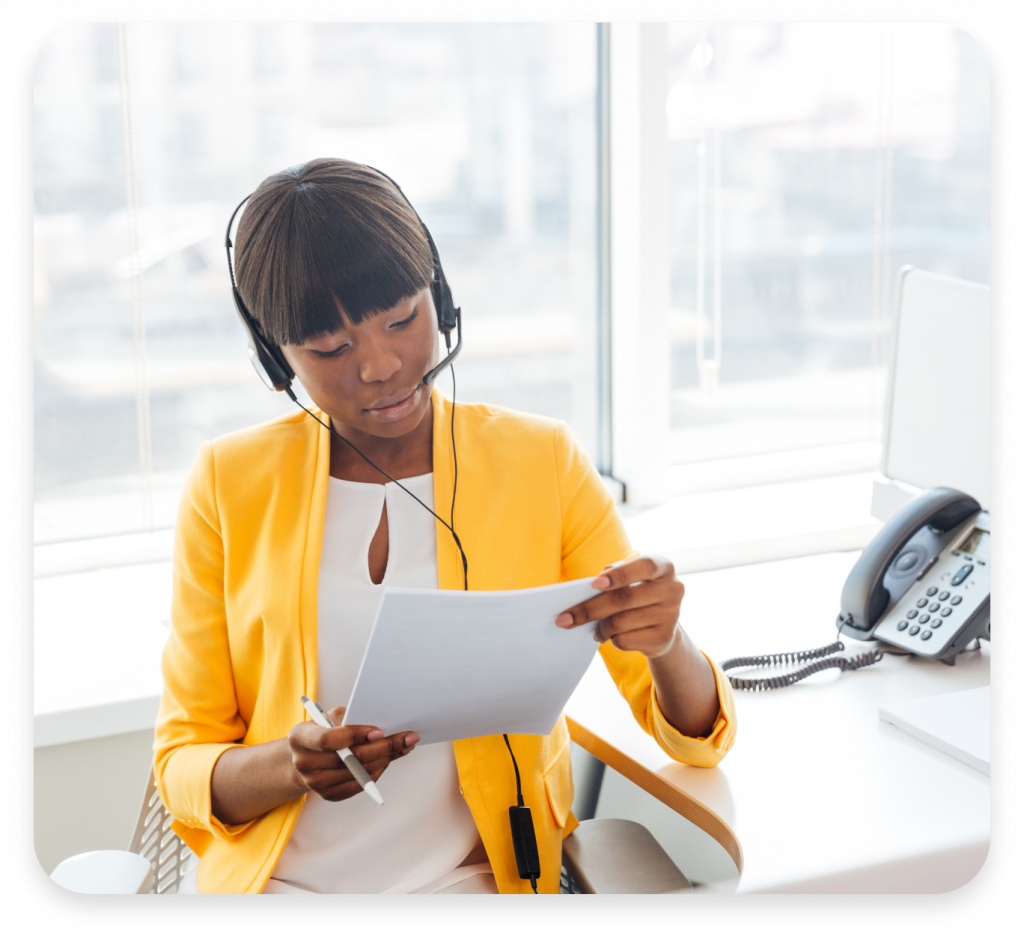 Cloud PBX Woman With Headsets On A Call