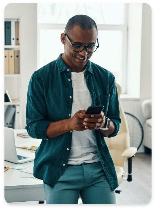 Man Using Mobile App On Smartphone