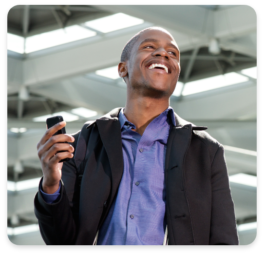 Man Using Unified Communications Mobile Device