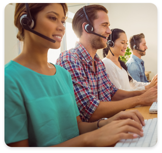 Team With Headsets On Cloud PBX Calls