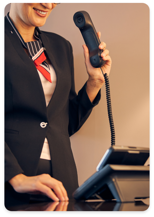 Woman On Hybrid PBX Business Call