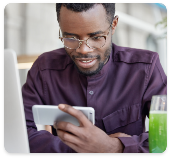 Man Using Unified Communications Mobile Device